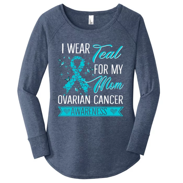 I Wear Teal For My Mom Ovarian Cancer Awareness Gift Women's Perfect Tri Tunic Long Sleeve Shirt