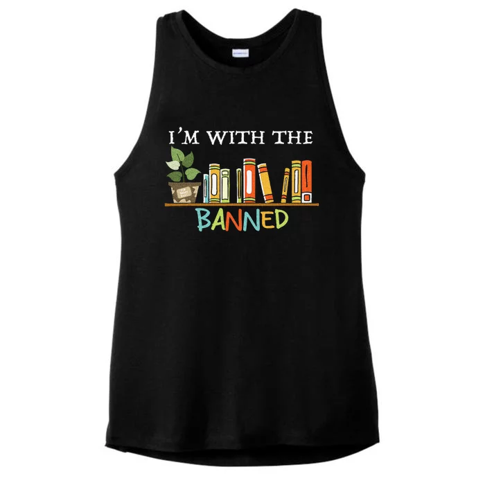 I'm with The Banned Books I Read Banned Books Lovers Ladies Tri-Blend Wicking Tank