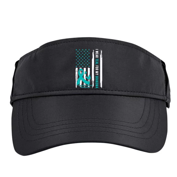 I Wear Teal For My Grandma Ovarian Cancer Awareness Adult Drive Performance Visor