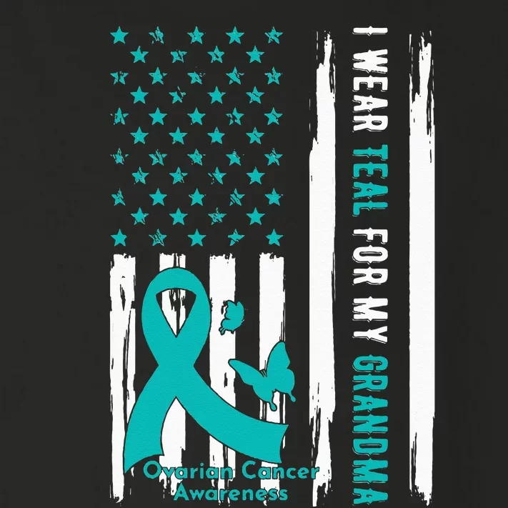 I Wear Teal For My Grandma Ovarian Cancer Awareness Toddler Long Sleeve Shirt