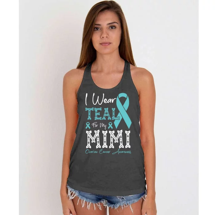 I Wear Teal For My Mimi Ovarian Cancer Awareness Women's Knotted Racerback Tank