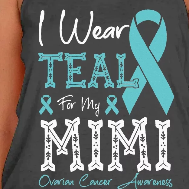 I Wear Teal For My Mimi Ovarian Cancer Awareness Women's Knotted Racerback Tank