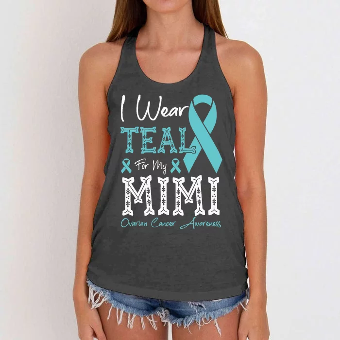 I Wear Teal For My Mimi Ovarian Cancer Awareness Women's Knotted Racerback Tank