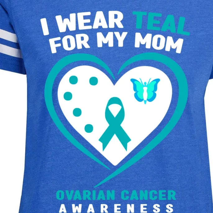 I Wear Teal For My Mom Ovarian Cancer Awareness Gift Enza Ladies Jersey Football T-Shirt