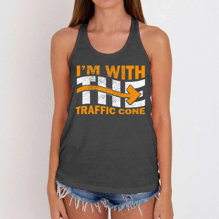 IM With The Traffic Cone Costume Women's Knotted Racerback Tank