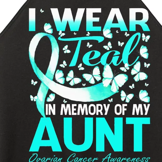 I Wear Teal In Memory Of My Aunt Ovarian Cancer Women’s Perfect Tri Rocker Tank