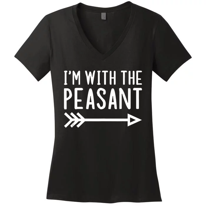 IM With The Peasant Funny Matching Halloween Couple Costume Women's V-Neck T-Shirt