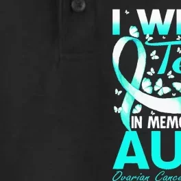 I Wear Teal In Memory Of My Aunt Ovarian Cancer Dry Zone Grid Performance Polo