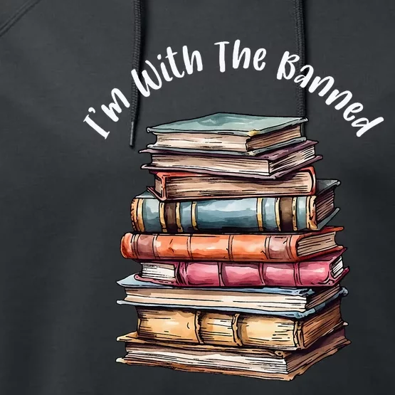 IM With The Banned Books Vintage Librarian Life Retro Performance Fleece Hoodie