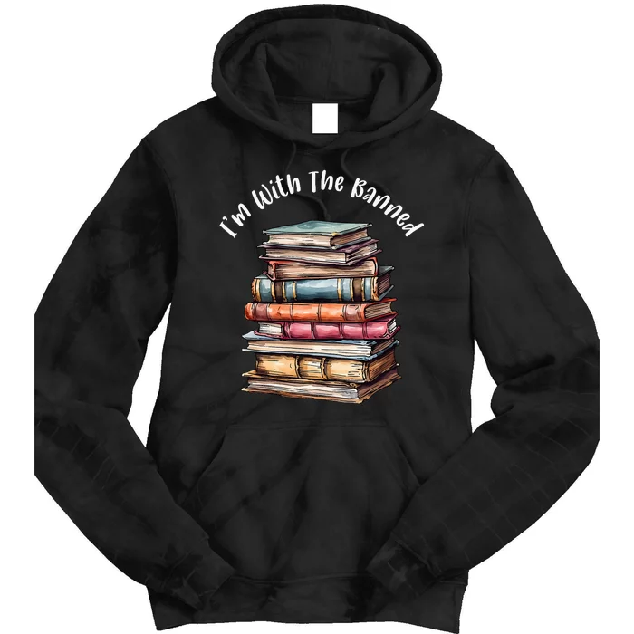 IM With The Banned Books Vintage Librarian Life Retro Tie Dye Hoodie