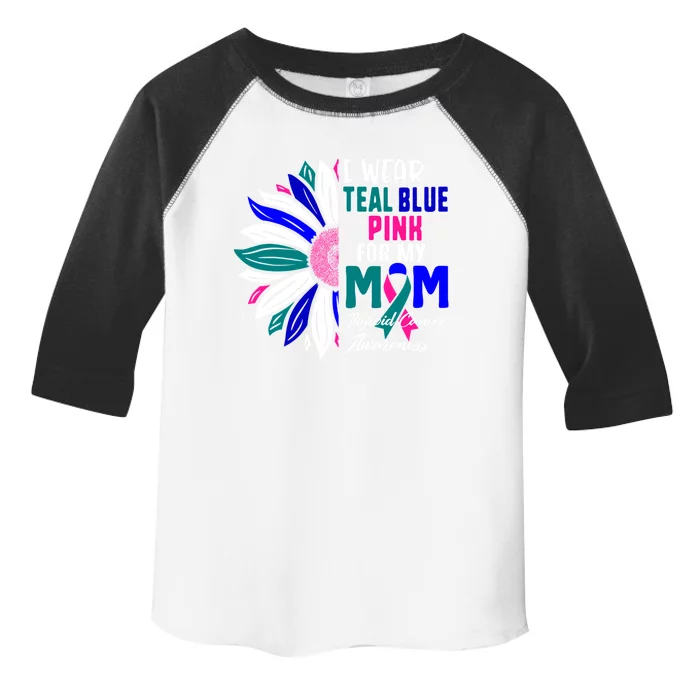 I Wear Teal Blue Pink For My Mom Thyroid Cancer Awareness Funny Gift Toddler Fine Jersey T-Shirt