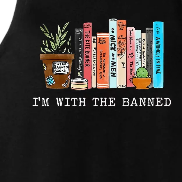 Im With The Banned Books I Read Banned Books Lovers Ladies Tri-Blend Wicking Tank