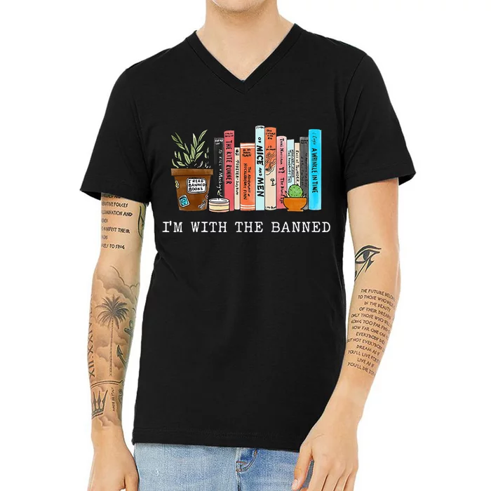 Im With The Banned Books I Read Banned Books Lovers V-Neck T-Shirt