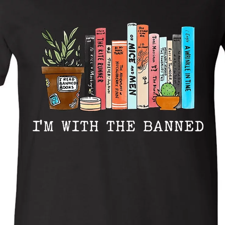 Im With The Banned Books I Read Banned Books Lovers V-Neck T-Shirt