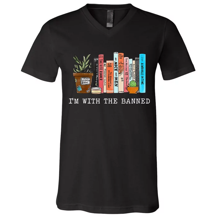 Im With The Banned Books I Read Banned Books Lovers V-Neck T-Shirt