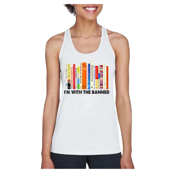 Im With The Banned Banned Books Reading Librarian Bookish Women's Racerback Tank