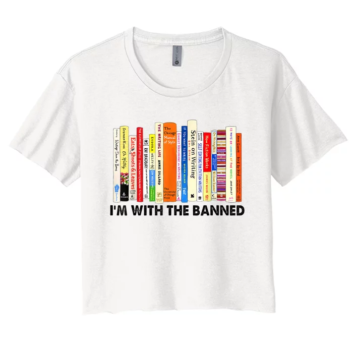 Im With The Banned Banned Books Reading Librarian Bookish Women's Crop Top Tee