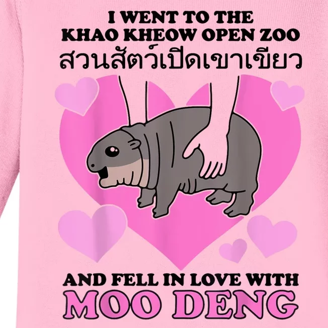 I Went To The Khao Kheow Zoo And Fell In Love With Moo Deng Baby Long Sleeve Bodysuit