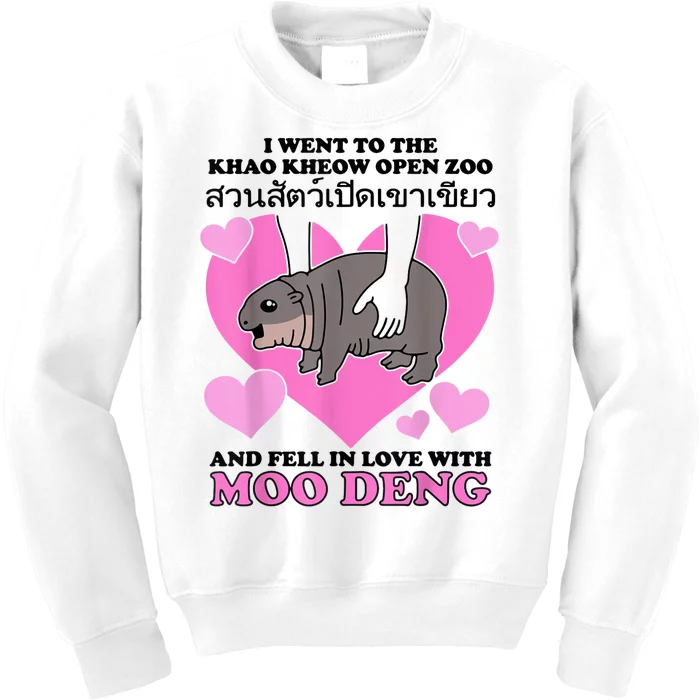 I Went To The Khao Kheow Zoo And Fell In Love With Moo Deng Kids Sweatshirt