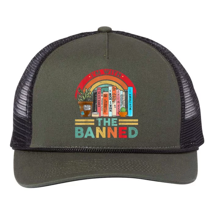 Im With The Banned Books I Read Banned Reader Books Lover Retro Rope Trucker Hat Cap