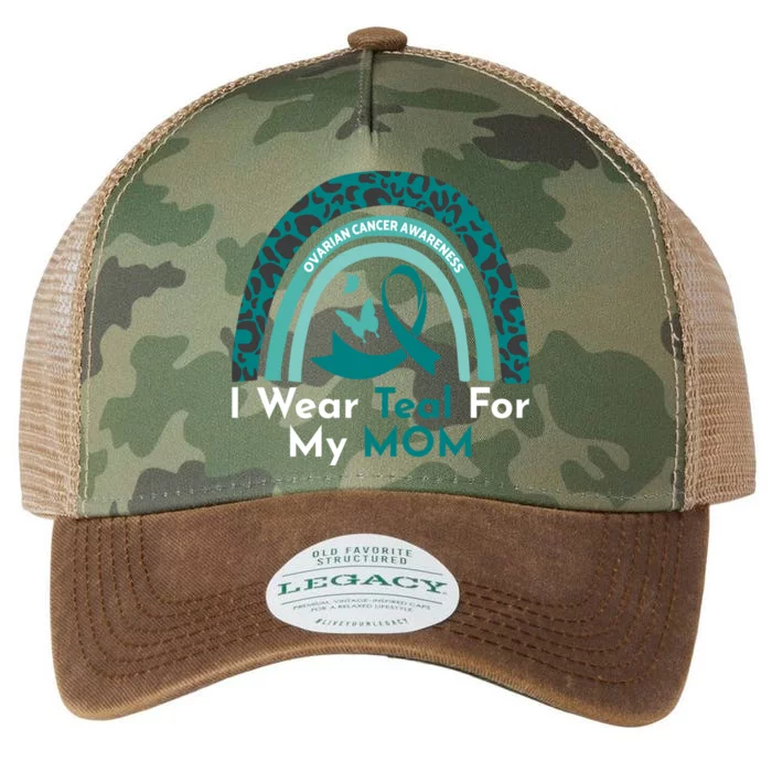 I Wear Teal For My Mom Ovarian Cancer Awareness Cool Gift Legacy Tie Dye Trucker Hat