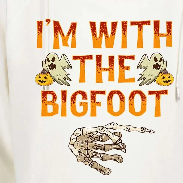 Im With The Bigfoot Costume Funny Halloween Couple Womens Funnel Neck Pullover Hood