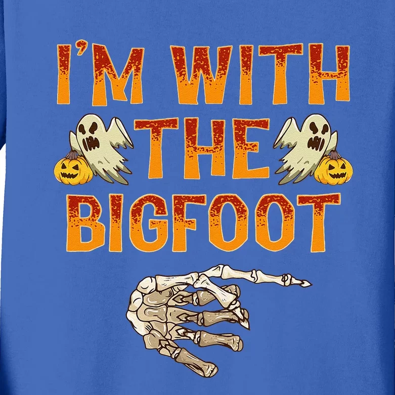 Im With The Bigfoot Costume Funny Halloween Couple Kids Long Sleeve Shirt