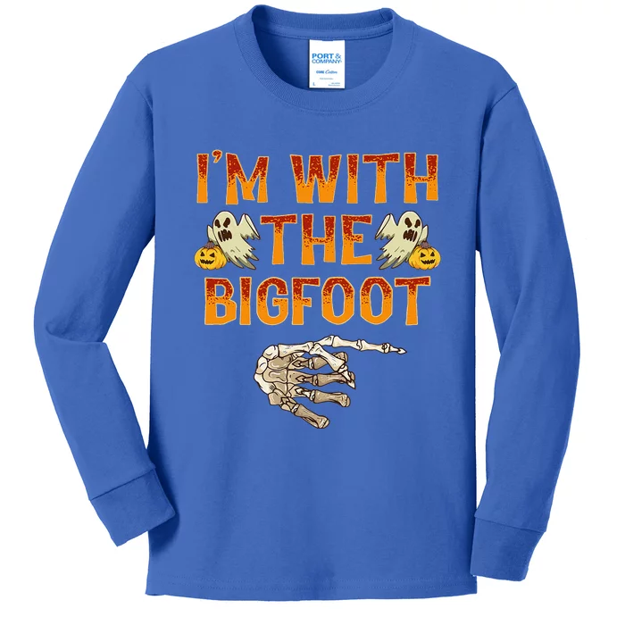 Im With The Bigfoot Costume Funny Halloween Couple Kids Long Sleeve Shirt