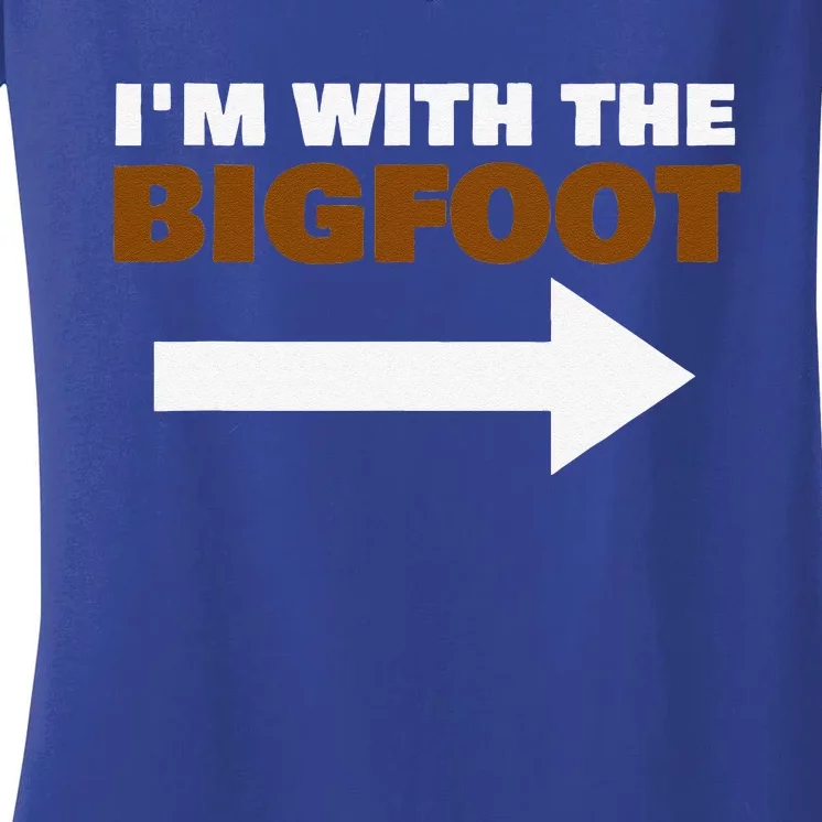 Im With The Bigfoot Fun Matching Halloween Couple Costume Women's V-Neck T-Shirt