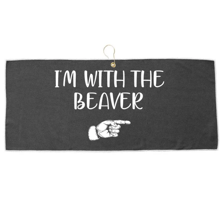 I'm With The BEAVER Large Microfiber Waffle Golf Towel