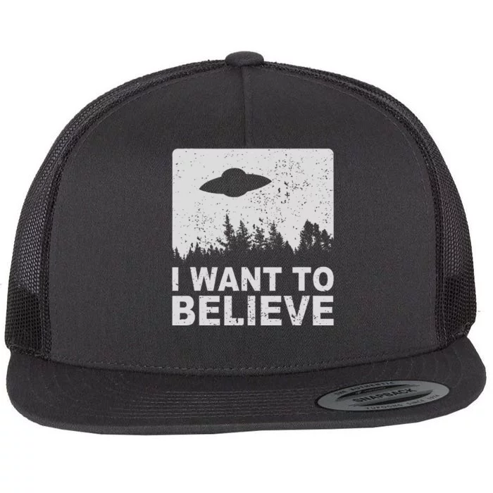 I Want To Believe I Aliens Ufo Area 51 Roswell Flat Bill Trucker Hat