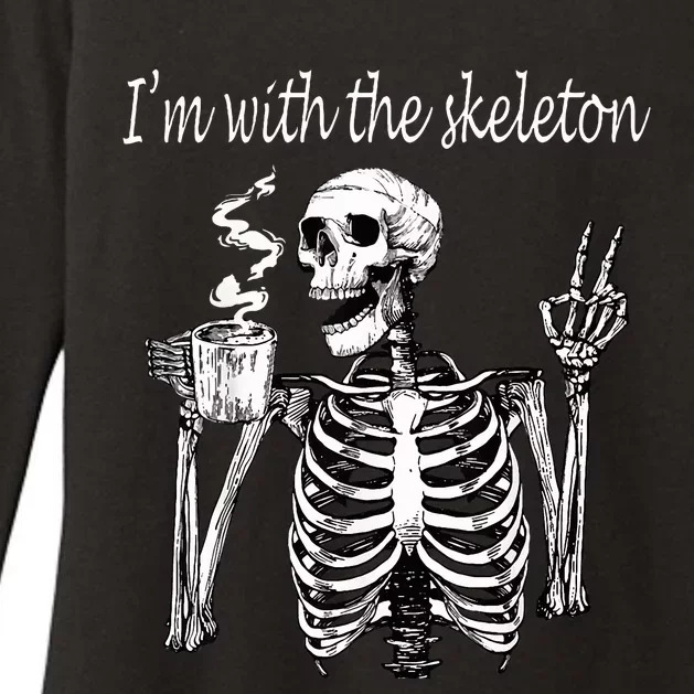 I'm With The Skeleton Halloween Couple Womens CVC Long Sleeve Shirt