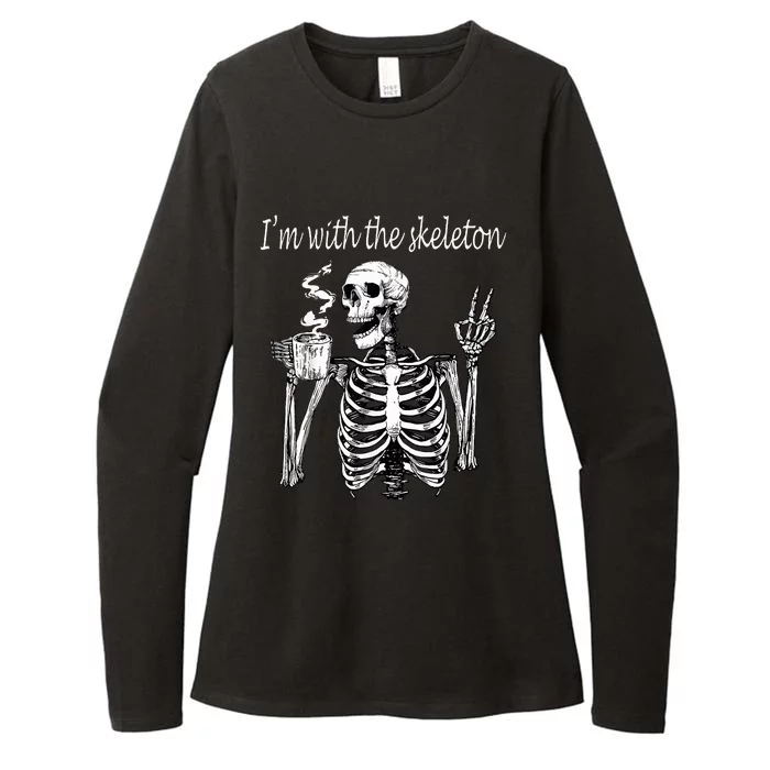 I'm With The Skeleton Halloween Couple Womens CVC Long Sleeve Shirt