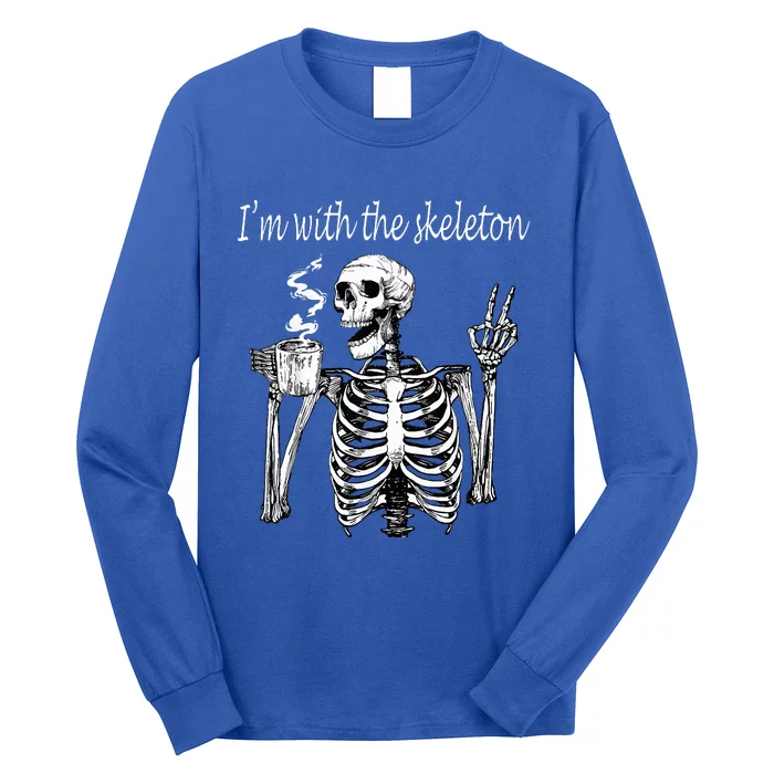 I'm With The Skeleton Halloween Couple Long Sleeve Shirt