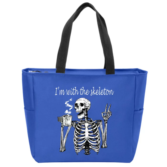 I'm With The Skeleton Halloween Couple Zip Tote Bag