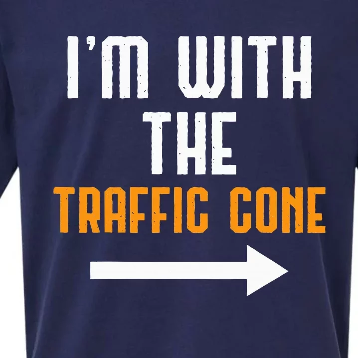 IM With The Traffic Cone Costume Funny Halloween Couple Sueded Cloud Jersey T-Shirt