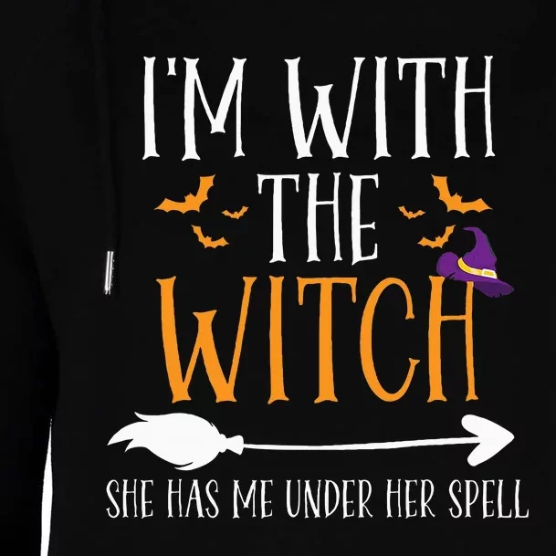 IM With The Witch Funny Halloween Couples Costume Womens Funnel Neck Pullover Hood