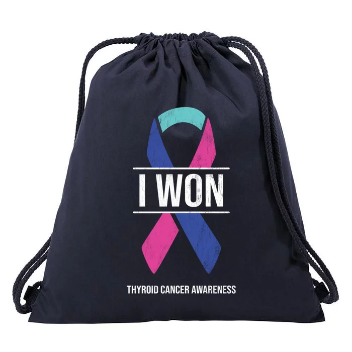 I Won Thyroid Cancer Awareness Thyroid Cancer Ribbon Gift Drawstring Bag