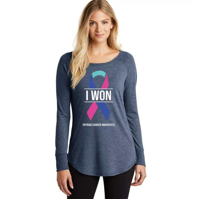 I Won Thyroid Cancer Awareness Thyroid Cancer Ribbon Gift Women's Perfect Tri Tunic Long Sleeve Shirt