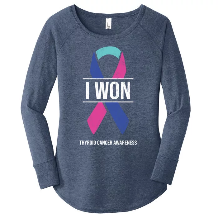 I Won Thyroid Cancer Awareness Thyroid Cancer Ribbon Gift Women's Perfect Tri Tunic Long Sleeve Shirt