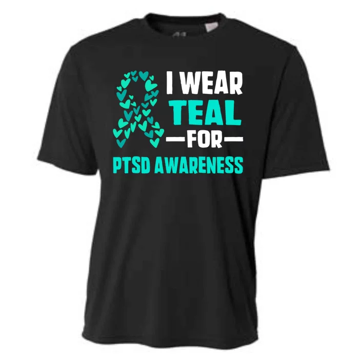 I Wear Teal For Ptsd Awareness Hearts Family Mom Gift Cooling Performance Crew T-Shirt