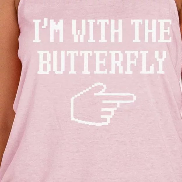 Im With The Butterfly Matching Couple Halloween Costume Women's Knotted Racerback Tank