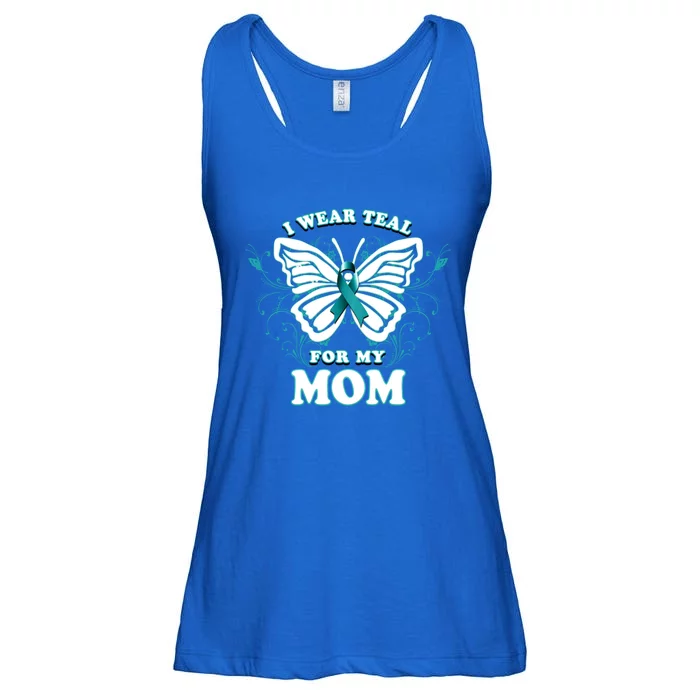 I Wear Teal For My Mom Cancer Ribbon Awareness Gift Ladies Essential Flowy Tank