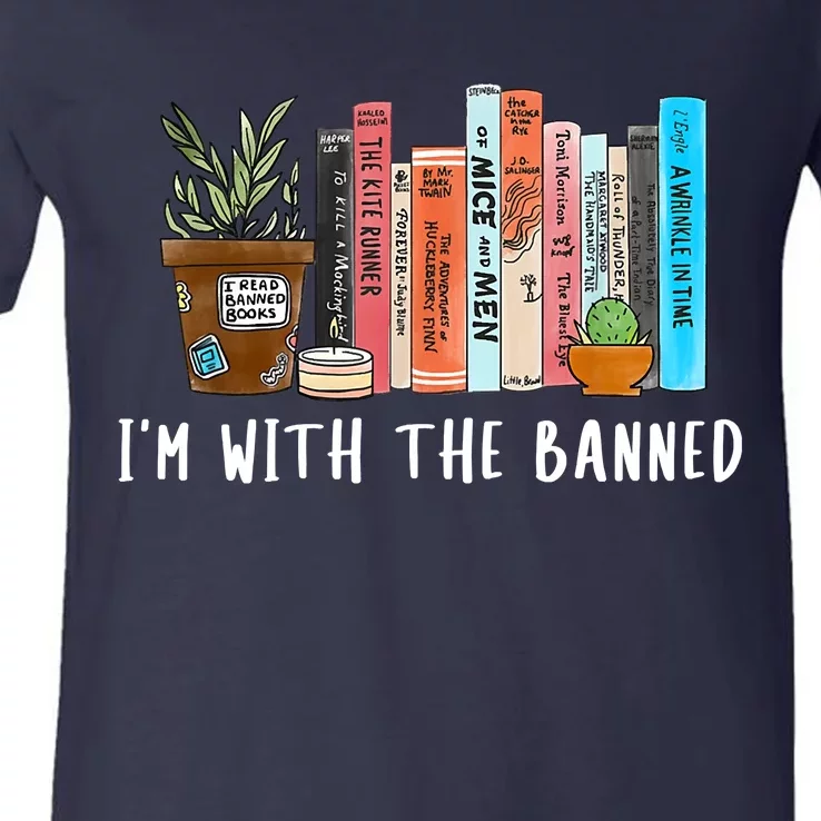 I'm With The Banned Books I Read Banned Books Lovers Sweatshirt V-Neck T-Shirt