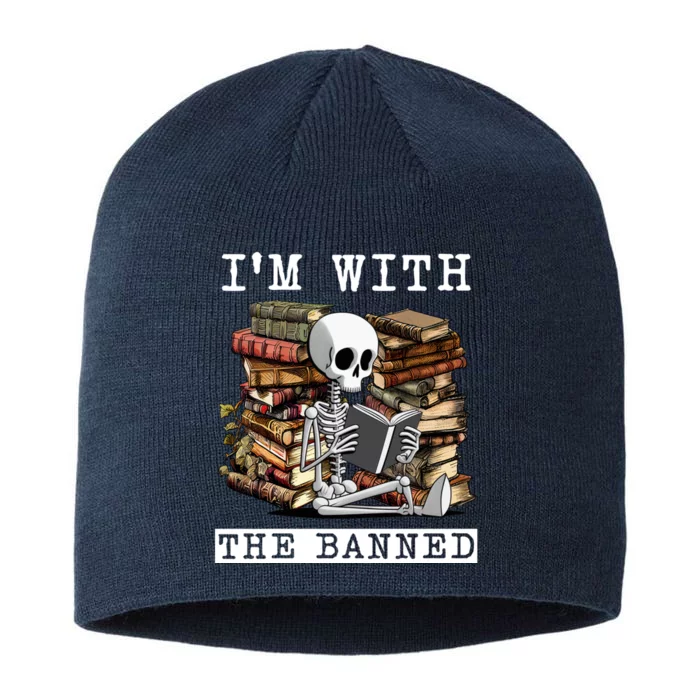 I'm With The Banned Books I Read Banned Books Lovers 8 1/2in Sustainable Knit Beanie