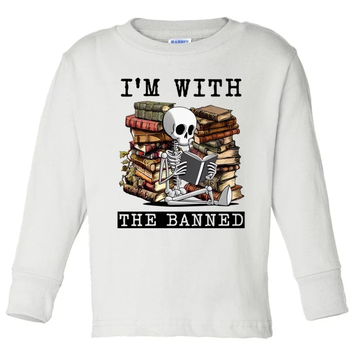 I'm With The Banned Books I Read Banned Books Lovers Toddler Long Sleeve Shirt