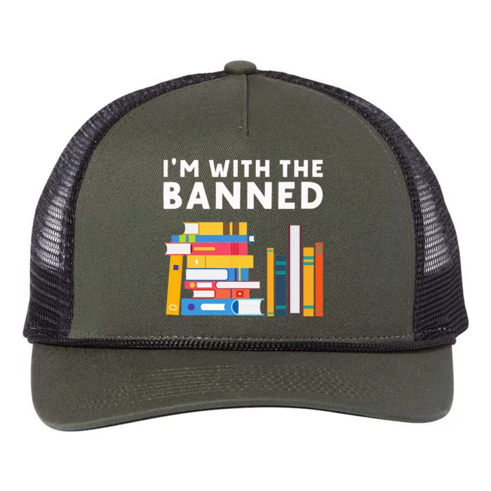 I'm With The Banned Books I Read Banned Books Lovers Retro Rope Trucker Hat Cap