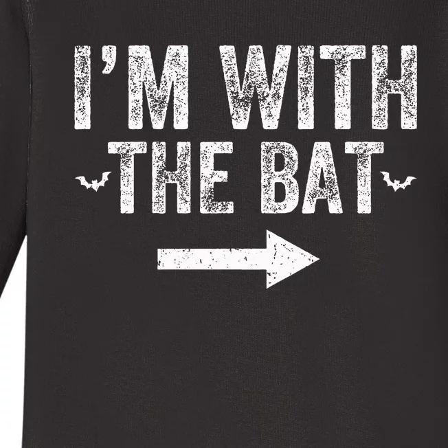 I'm With The Bat Costume Halloween Matching Couple Baby Long Sleeve Bodysuit