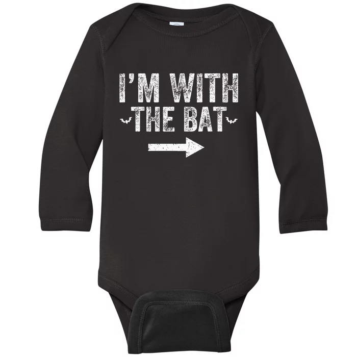 I'm With The Bat Costume Halloween Matching Couple Baby Long Sleeve Bodysuit