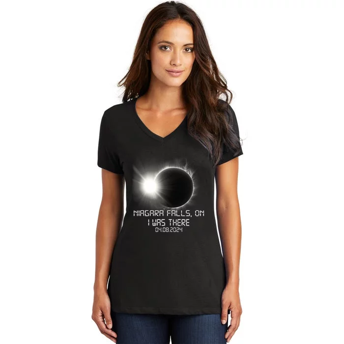 I Was There Total Solar Eclipse Niagara Falls On Canada Women's V-Neck T-Shirt